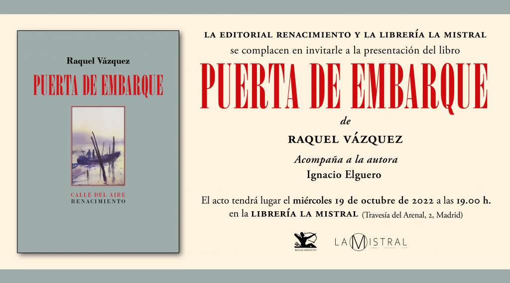 Excelente Ligadura Surichinmoi Presentación de 'Puerta de embarque' en Madrid - Editorial Renacimiento Excelente Ligadura Surichinmoi Presentación de 'Puerta de embarque' en Madrid - Editorial Renacimiento