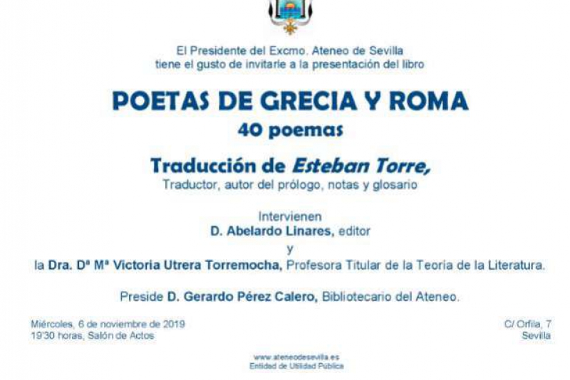 Presentación de 'Poetas de Grecia y Roma' en Sevilla