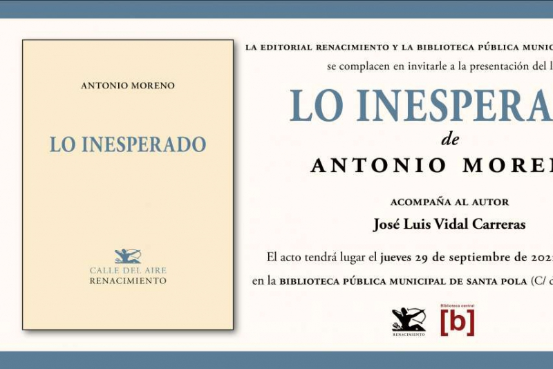 Presentación de 'Lo inesperado', de Antonio Moreno, en Santa Pola